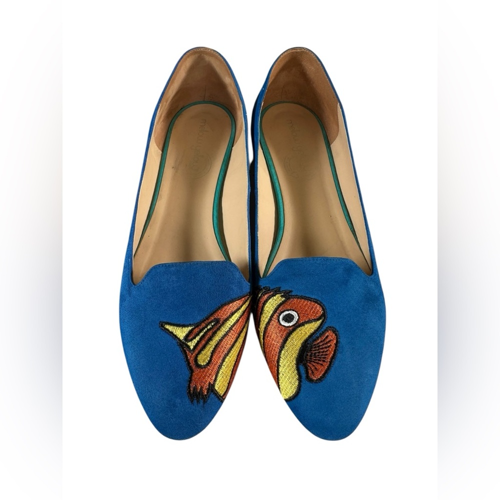 Mellow Yellow Vibrant  Fish Embroidered Loafers - Picture 2 of 11